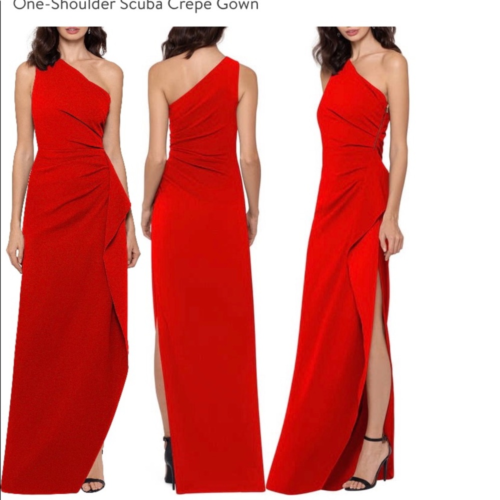 NWT Xscape One Shoulder scuba Crepe Gown